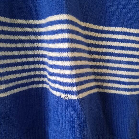 Madewell Blue & White V-neck L/S  Stripe Sweater - Picture 11 of 12